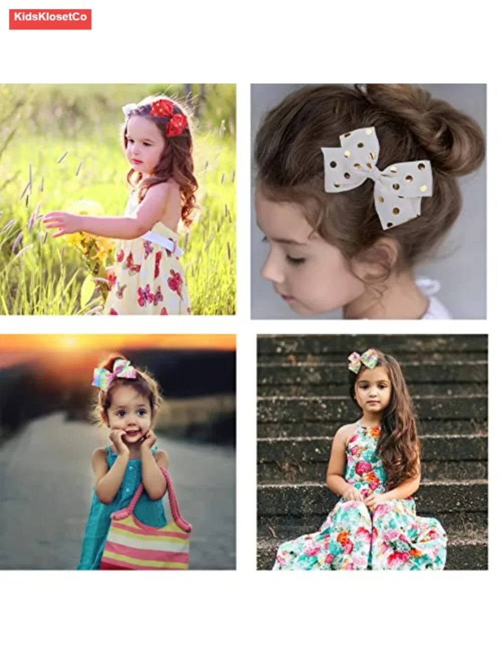 24Pcs 4.5in Grosgrain Ribbon Hair Bows with Alligator Clips for Girls